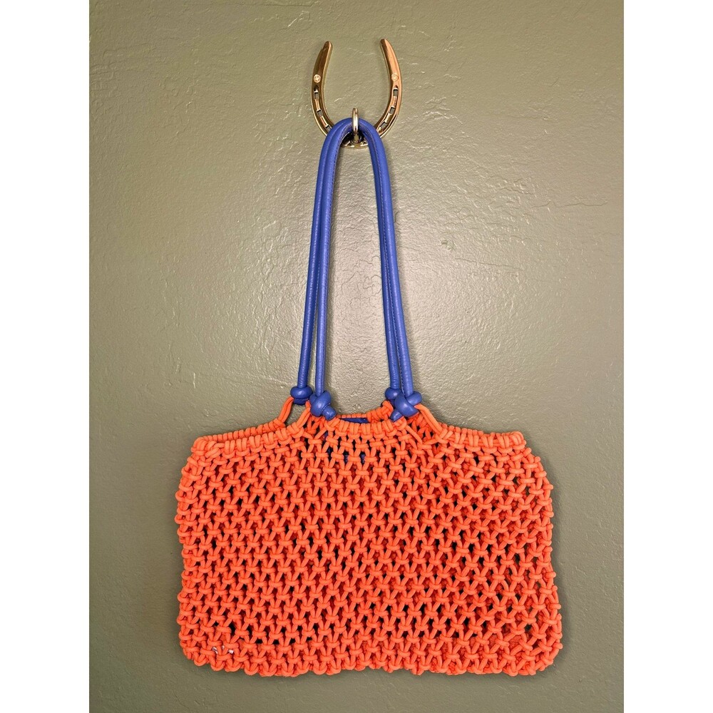 Clare V Sandy Beach Bag/Tote Woven Cotton Rope Leather Handles